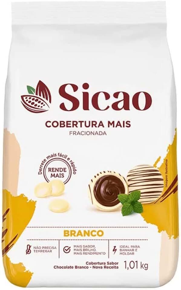 Cobertura Fracionada Gotas Chocolate Branco 1,01kg - Sicao Mais