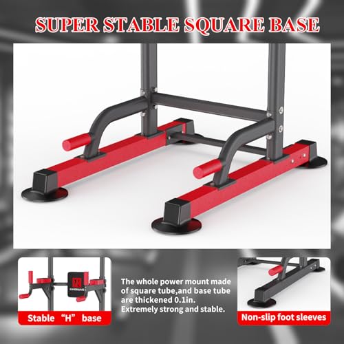 Image of K KiNGKANG Power Tower Pull Up Bar Station for Home Gym Fitness Equipment | Dual-knob Height Adjustment | Load 450lbs| Suction cup feet | New upgraded