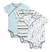 SkipHop Baby Boys' ABC-123 Side-Snap Short Sleeve Bodysuit Set, Blue, 3 Months