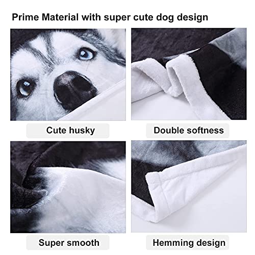Zevrez Husky Dog Blanket, Cute Husky Gifts Kids Throw Blanket With Dog On It Soft Flannel Blanket Gift For Husky Lovers Boys Girls Sofa Bed(Dog 3, 48"X60") #TOP3