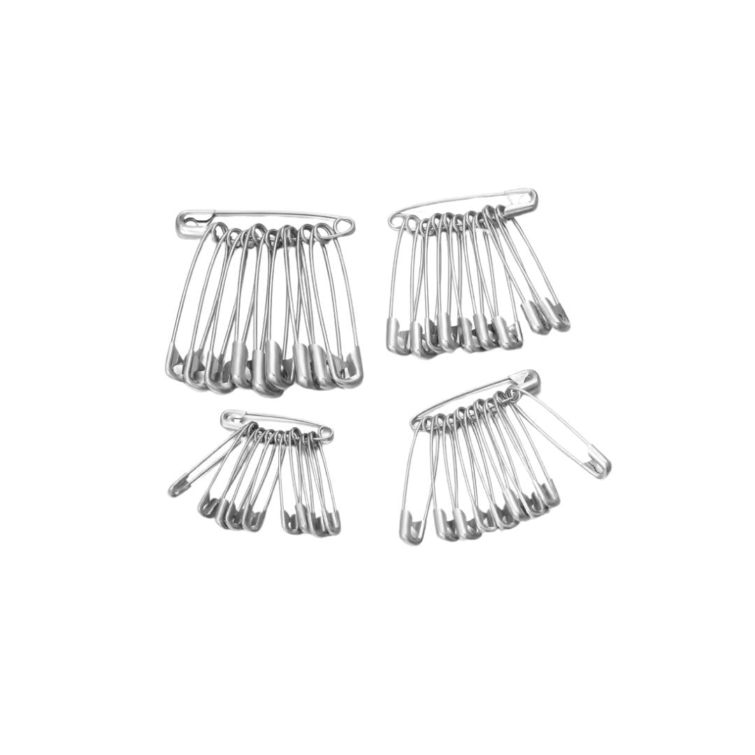 ARCUS240 Pcs Assorted Safety Pins - 4 Sizes - Made From Durable Nickel Plated Steel - Reliable & Rust Resistant - Perfect For Clothes Repairs, Arts & Crafts, Sewing, Pinning, First Aid Kits