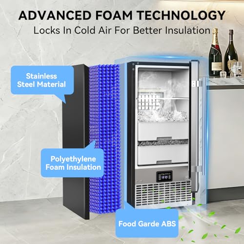 Image of SOZT Under Counter Ice Maker with Refrigerator Function, 120LBS /24H Commercial Ice Machine, No-Melt Ice Storage, 24H Timer & Self-Cleaning, Built-in /Freestanding for Home Bar Cafe Restaurant