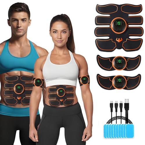 HONGXIAN Abdominales Electroestimulacion,ABS Muscular Abdominales Cinturón,Estimulación USB Recargable ABS Estimulador Muscular para Bdomen/Brazo/Piernas/Glúteos,8 Modos & 19 Intensidades