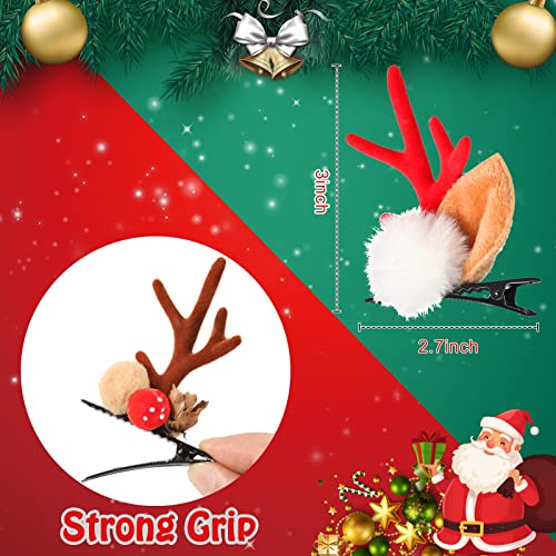 16 Pieces Christmas Reindeer Antler Bows For Hair Christmas Deer Hair Bows For Girls Hair Barrettes Accessories Cutie Festive Hairpins For Women Kids Girls (Cute Style) #TOP1