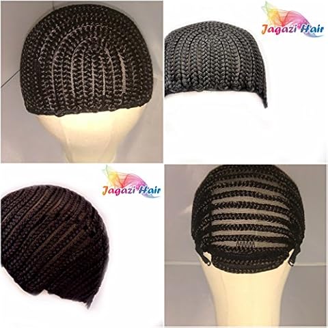 UK: Full stretchy Braided Wig Cap with ADJUSTABLE STRAPS AND COMBS Cornrow Horse Shoe Crochet or Sew in Cover