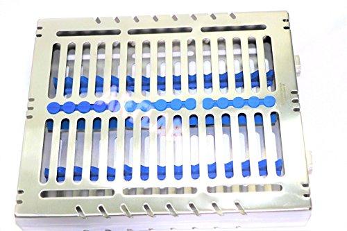 Detachable Dental Autoclave Sterilization Cassettes Racks Box for 15 Instruments Blue CYNAMED