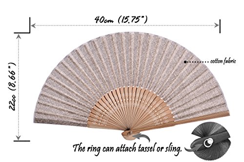 Salutto SALUTTO_COFFEE Hand Fan With Beautiful Fabric Printed  thumb #1