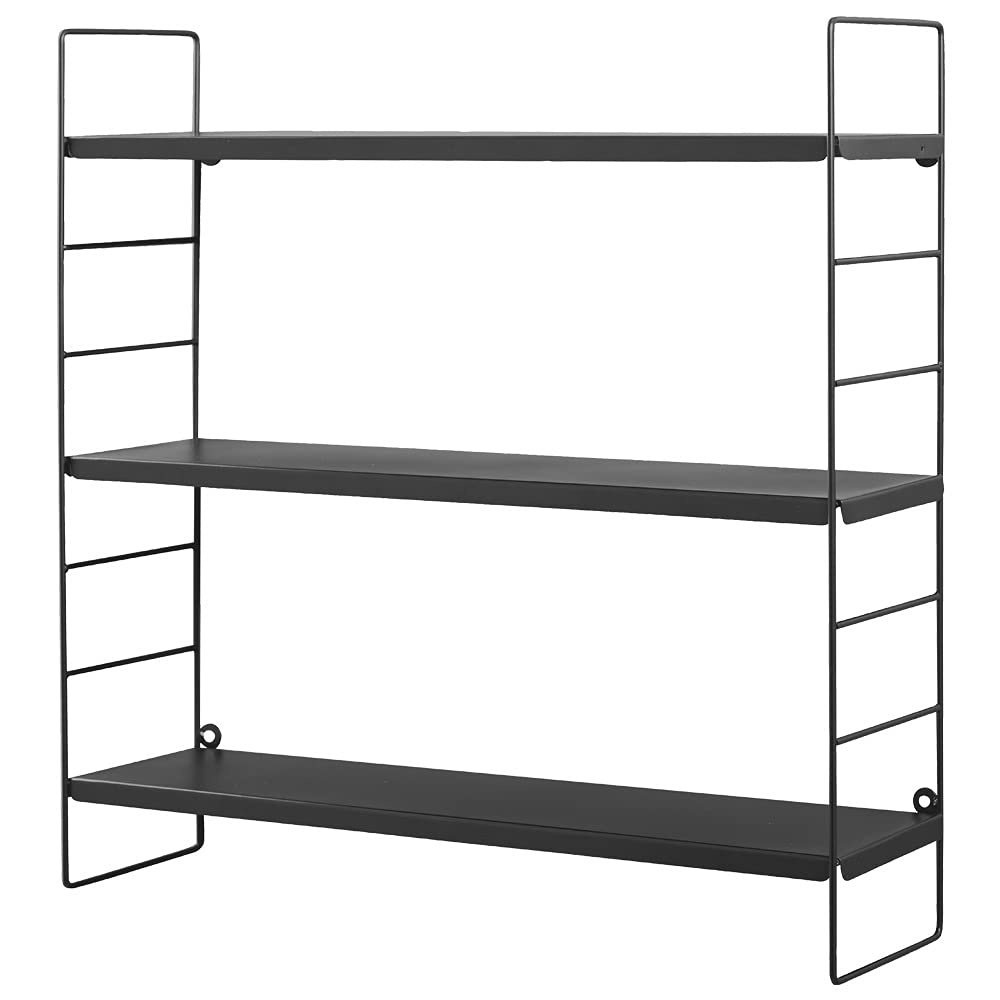 NAWA Home & Work Estantería Flotante Pared Vintage Industrial | 3 Estantes de Metal - Diseño Rectangular Negro, 58 x 16 x 58 cm: Organizador de Almacenamiento para Hogar y Oficina | Color Negro