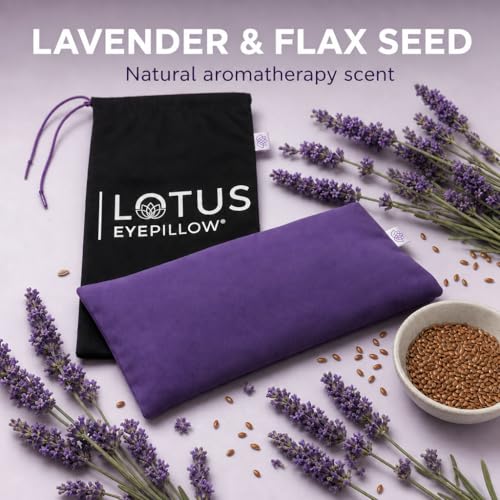 Weighted Lavender Eye Pillow for Women, NOLAVA Includes Free App Meditations, Migraine & Headache Relief, Microwave Hot or Cold Compress, Organic Cotton, French Lavender +Flax Seed, Yoga & Savasana