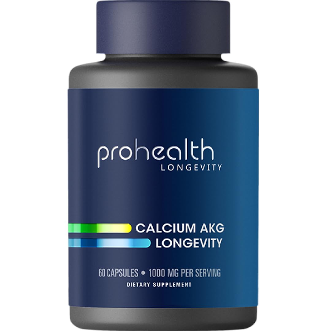 ProHealth, Ca AKG Supplement (Alpha Ketoglutarate) (1,000 mg per 2 Capsule Serving, 60 Capsules). Supports Cellular Energy, Metabolic Function and Healthy Aging Processes.