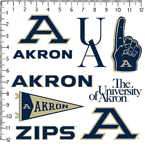 Image of University of Akron 8ct Vinyl Large Deluxe Stickers Variety Pack - Laptop, Water Bottle, Scrapbooking, Tablet, Skateboard, Indoor /Outdoor - Set of 8