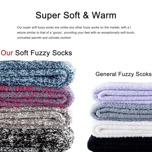 Fuzzy Grip Socks for Women Cozy Soft Fluffy Socks Non Slip Hospital Sock Thick Warm Slipper Sock 1/2 Pairs4