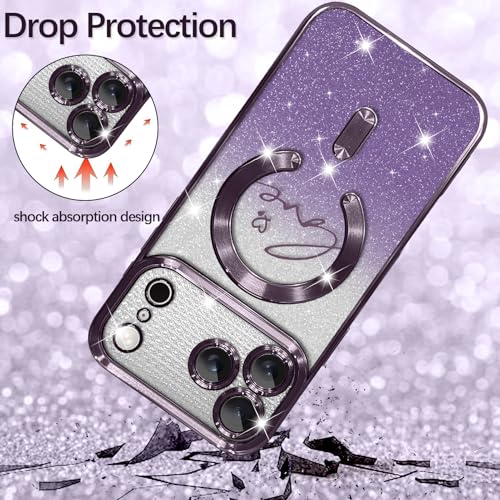 Image of ZIYE Magnetic Case Designed for iPhone 17 Pro Glitter Case-Purple