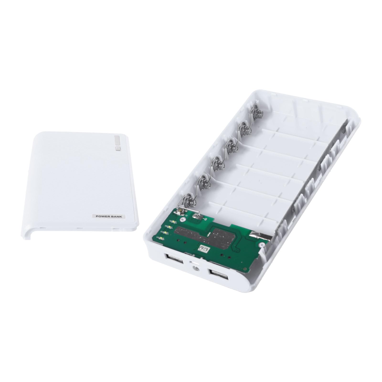 Rooyar USB Power 6X 18650 External Backup Battery Box for Case, White