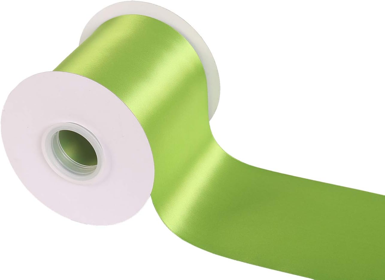 ITIsparkle 4" Inch Wide Solid Color Double Faced Satin Ribbon 25 Yards-Roll Great for Chair Sash, Kiwi Green