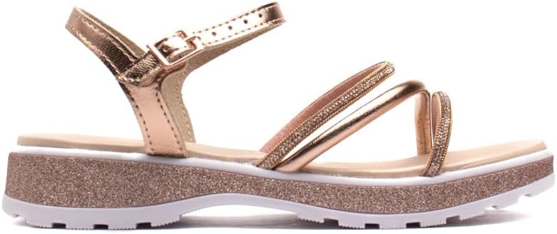 Sandália Infantil Menina Molekinha Tiras Brilhantes Rosê 30