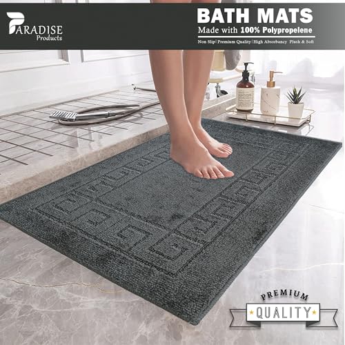 Paradise Products Greek Style Bath Mat Set 2-Piece | Non-Slip Bathroom Mats, Shower Mat & Pedestal Mat | Soft Washable Quick-Dry Bath Mats for Bathroom Floor | Anti-Mould Bath Rug Set (Charcoal) - Cosy Home Interiors Paradise Products Greek Style Bath Mat Set 2-Piece | Non-Slip Bathroom Mats, Shower Mat & Pedestal Mat | Soft Washable Quick-Dry Bath Mats for Bathroom Floor | Anti-Mould Bath Rug Set (Charcoal) - Image 5