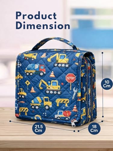 Image of Foldable Travel Kit | Multipurpose All-in-One Compact, Durable, Lightweight, Waterproof, Bag | Travel Friendly Pouch Ideal for Diaper, Medicines, Accessory & Toiletry (Transport Print)