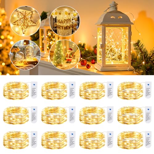 Minetom 12 Pack Warm White Battery Operated Fairy String Lights 8 Modes - image 8