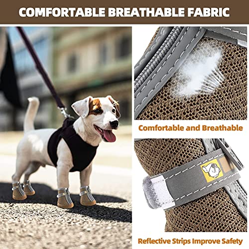 Image of KUTKUT Dog Shoes for Hardwood Floors | Breathable pet Boots with Anti-Skid Rugged Sole | Summer Dog Booties | Pet Hiking Boots with Reflective & Adjustable Strap Zipper Closure for Small Medium Dogs