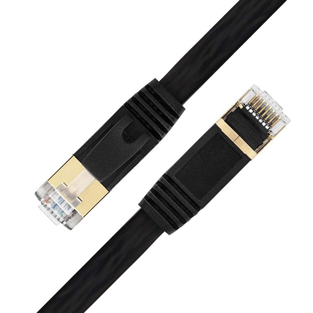 AKT Kabel Ethernet RJ45 Cat7 LAN kabel STP RJ 45 płaski kabel sieciowy kabel krosowy do modememu, routera, telewizora, panelu krosowego, PC, laptopa, 20 m