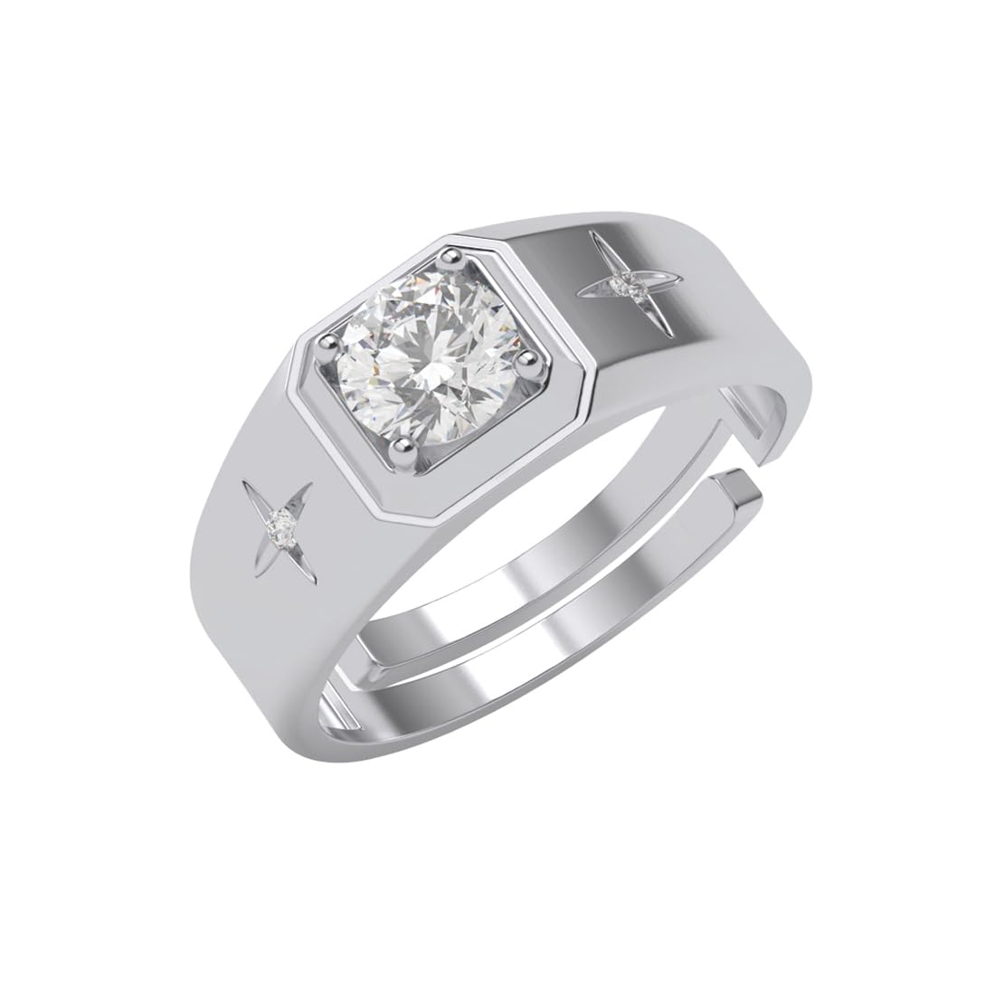 Clara Pure 925 Sterling Silver Star Solitaire Men Ring |Size Adjustable, Platinum Plated, Swiss Zirconia | Gift for Men & Boys (B0D9RTK7G4) Amazon Price History, Amazon Price Tracker