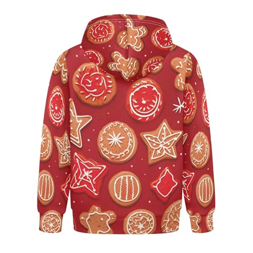 Kids Hoodies Sweaters Christmas Gingerbread Man Hooded Sweatshirts with Big Pockets for Boys Girls B04004152