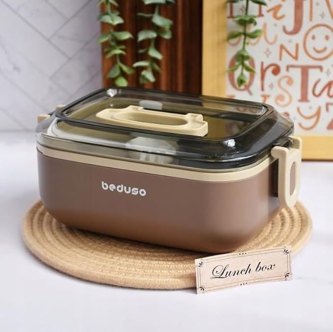 Image of Insulated Stainless Steel Lunch Box for Office & Kids (1000ml) | Airtight Leak-Proof Japaneese Bento Lunch Box with Spoon | Tiffin Box for Boys, Girls, Men & Women (1-Pc)