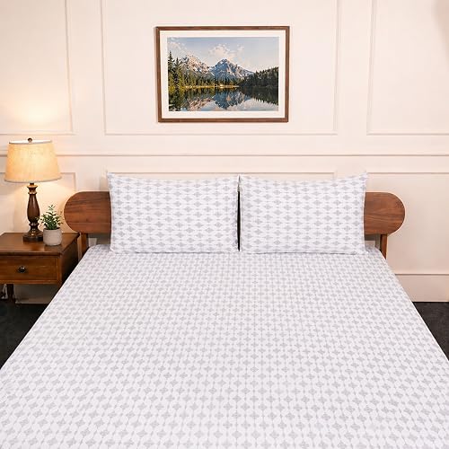 Image of Amazon Brand - Umi Cotton Elastic Fitted Bedsheet, King Size 78x72 Inches, Elastic Fit Bed Sheet, 10 Inch Deep Pocket, Soft Breathable Bedding, Durable Easy Care, with Pillow Cover-Royal Icat