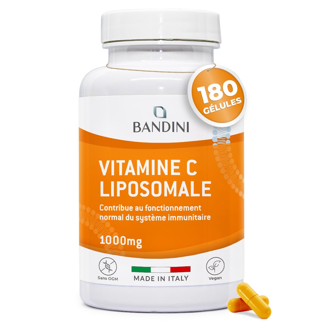 Bandini® Vitamine C Liposomale 1000mg, 180 Gélules Vegan (3 mois), Acide Ascorbique à Haut Dosage, Haute Absorption et Biodisponibilité, Antioxydant, Système Immunitaire, Vit C pour Réduire la Fatigue