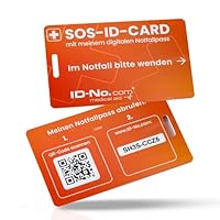 ID-No Notfallkarte mit QR-Code – Notfall- & Gesundheitskarte für Geldbörse, Handyhülle & Notfallmappe – robust, wasserfest & schnell abrufbar – ideal für Ersthelfer & Rettungsdienste