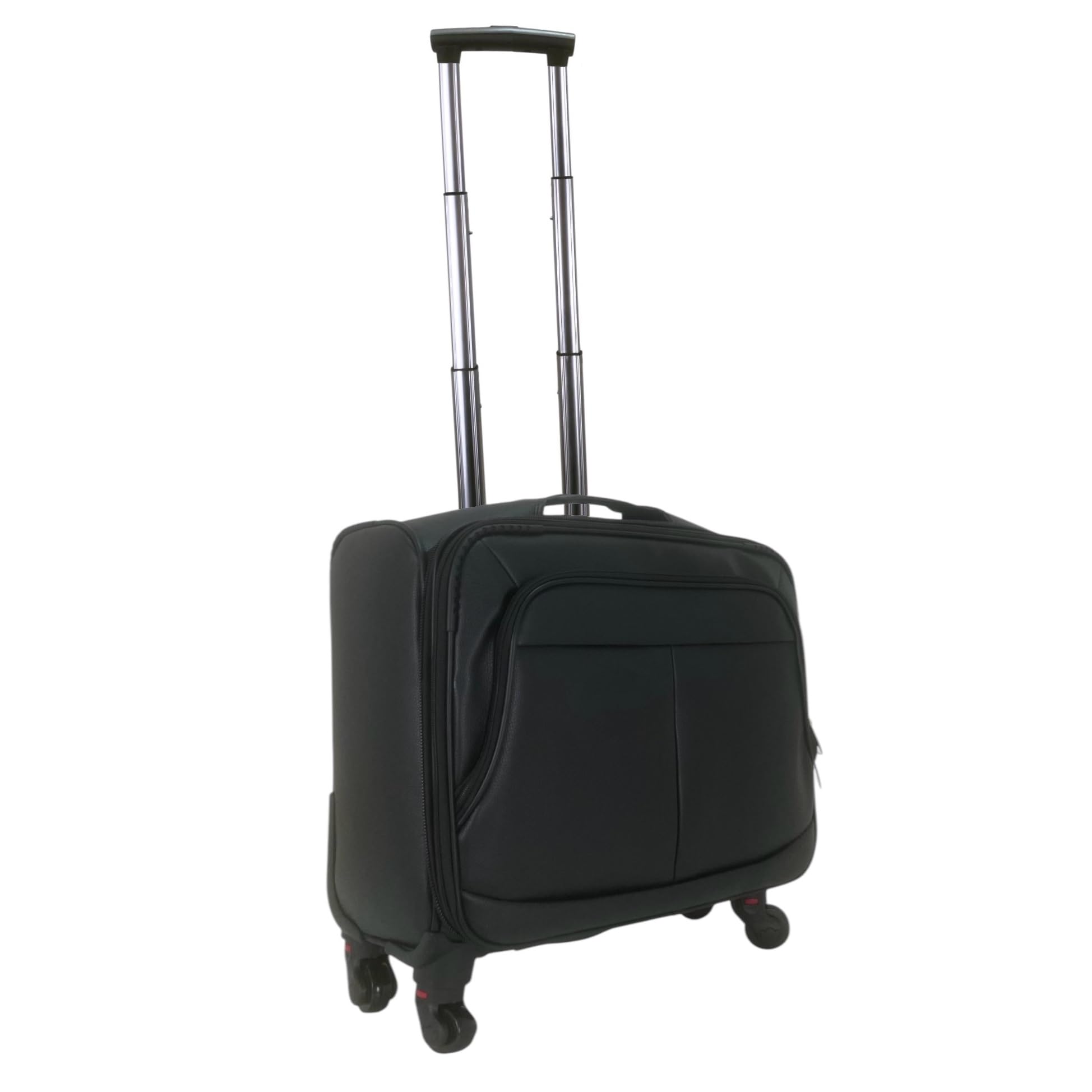 Maleta Trolley Equipaje de Mano Comercial piloto Medico Maletin de Piel sintética con 4 Ruedas y con 4 Compartimientos Color Negro