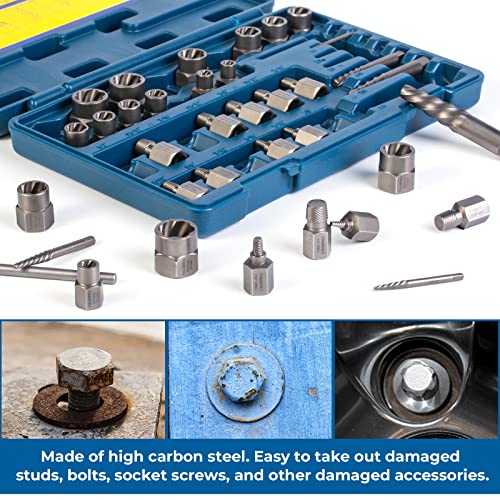 Thinkpro 36Pcs Screw & Bolt Extractor Set, 2-In-1 Multi-Spline Lug Nut Remover, Easy Out Stripped Screw Removal Tool Kit For Damaged, Frozen, Studs, Rusted, Rounded-Off Bolts, Nuts #TOP6