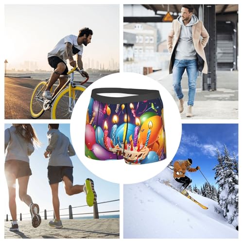Men's Underwear Comfort Breathable Stretch Funny Print Soft Boxer Briefs, Happy Birthday,4