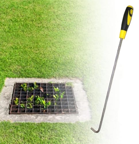 ZIMGOD Metal Drain Grate Lifter for Lifting/Moving, Rigid Manhole Cover Hook with Rubber Handle, Versatile Pulling Tool for Shutter/Restaurant(50cm (19 3/4