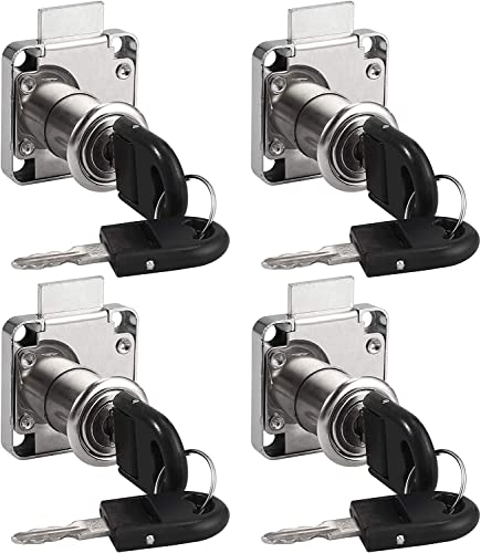 4PCS Cerradura para Muebles Cerradura de Seguridad de Leva de Aleación de Zinc Cerradura de Cajón de Armario de Cilindro con 8 Llaves Universal para Puerta Armario Buzón de Correo Cajón Hogar