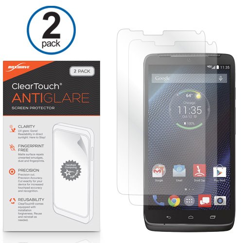 Motorola Droid Turbo Screen Protector, BoxWave [ClearTouch Anti-Glare (2-Pack)] Anti-Fingerprint Matte Film Skin