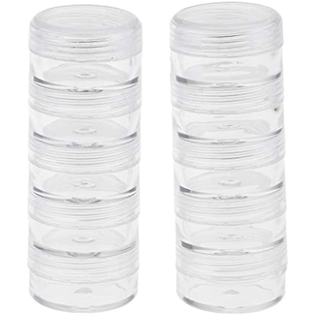 Fengqinghuagg Transparent 10Pcs Travel Sample Pots,5G Empty Plastic Cosmetic Jars With Lids,Stackable Small Screw Jar,For Creams Eye Shadow Makeup Glitter Storage