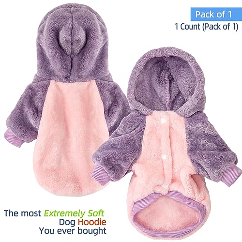 Image of FabriCastle Dog Hooded Sweater, Dog Clothes for XXS XS Small Dogs Girl & Cats, Soft and Warm Pet Coat, Winter Pet Jacket, Doggy Apparel Costumes, Puppy Outfits Snap On Hoodies (Pink Body, XX-Small)