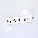 Luwigs Bride To Be Sash for Bridal Shower Bachelorette Party Wedding Engagement Party Favors Gift White Satin Sash with Rose Gold Foil Lettering