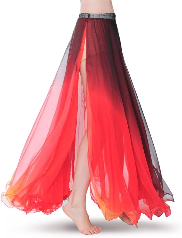 ROYAL SMEELA Women's Chiffon Skirt Mixed Color High Split Beach Skirts Belly Dance Costume for Women Vocation Dancing Dress - Image 2
