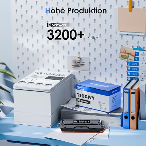 NOGIVY 203X CF540X Schwarz Toner Kompatibel für HP 203X 203A CF540X CF540A für Color Laserjet Pro MFP M281fdw M281fdn M280nw M281cdw M254dw M254nw M254dn CF540X (Schwarz, 2er-Pack)