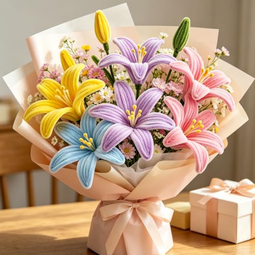 Image of ASTARON 521 Pcs 5 Colors Art Chenille Stems Pipe Cleaners Flower Making Kit | Macaron Colors Craft Pipe Cleaners,20 Floral Wires,Gardening Tape, Flowers Making Kit,Polyester Fluffy Pipe Cleaners Set
