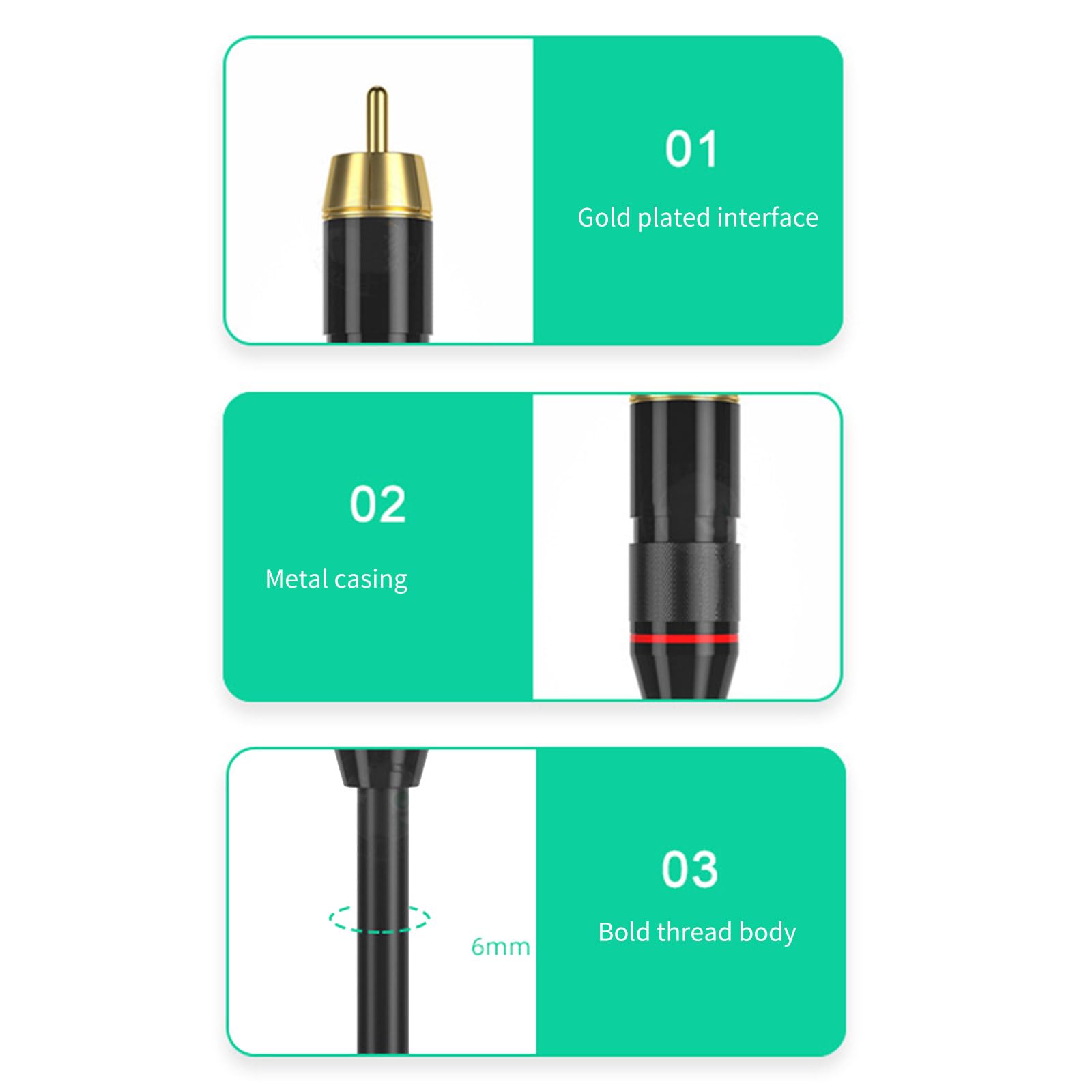 Cavo ausiliario da 3RCA maschio a 3 maschi 3RCA audio stereo subwoofer per Home Theater, HDTV, sistemi di amplificazione