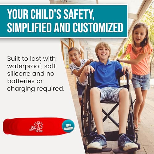 Image of Smart Bands for Kids if Lost, Child Safety ID Wristband for Autism, Autism Awareness Medical Alert Bracelet, Disney Accessories for Autism, Wristband Food Allergy, Food Allergy Awareness, QR code Bracelet for Kids