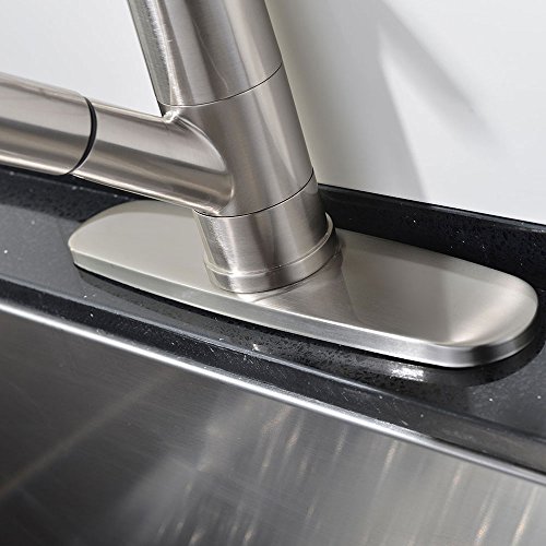 Ufaucet Modern Best Commercial Cen Brushed Nickel Stainless Steel Single Lever Single Handle Pull Out Sprayer Prep Kitchen Sink Faucets,Brushed Nickel Finished