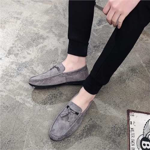Lightweight Casual Slip-on Loafers Shoes for Men Round Toe Suede Vamp with Tassel Flat Heel Slip Resistant4