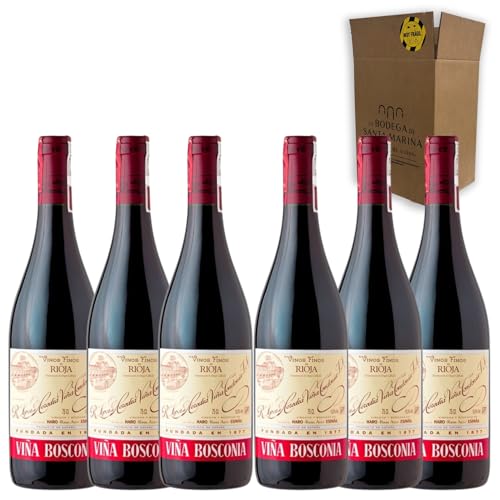 Viña Bosconia Reserva - Ideal para Maridar con Carne y Comida Mediterránea - Pack 6 Botellas 75cl
