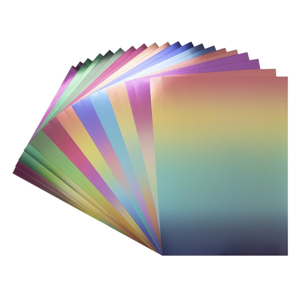 Ideen mit Herz Cartulina de espejo, autoadhesiva, papel metálico, lámina adhesiva, papel para manualidades metálico, 20 hojas, DIN A4, 200 g/m² (degradado)