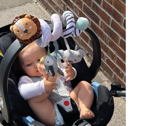 Nuby Kinderwagen-Spirale mit Sensorik-Plüschtier, ab Geburt, Tierabenteuer – Ansicht 5